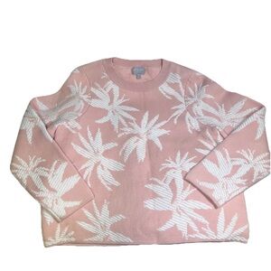 Pure Collection Knitted Palm Jacquard Sweater Women’s Size 12 Pink